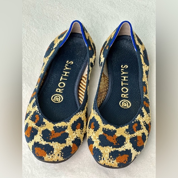 Rothy's The Square Black and Brown Leopard Print Flats Size 6 - Picture 2 of 10